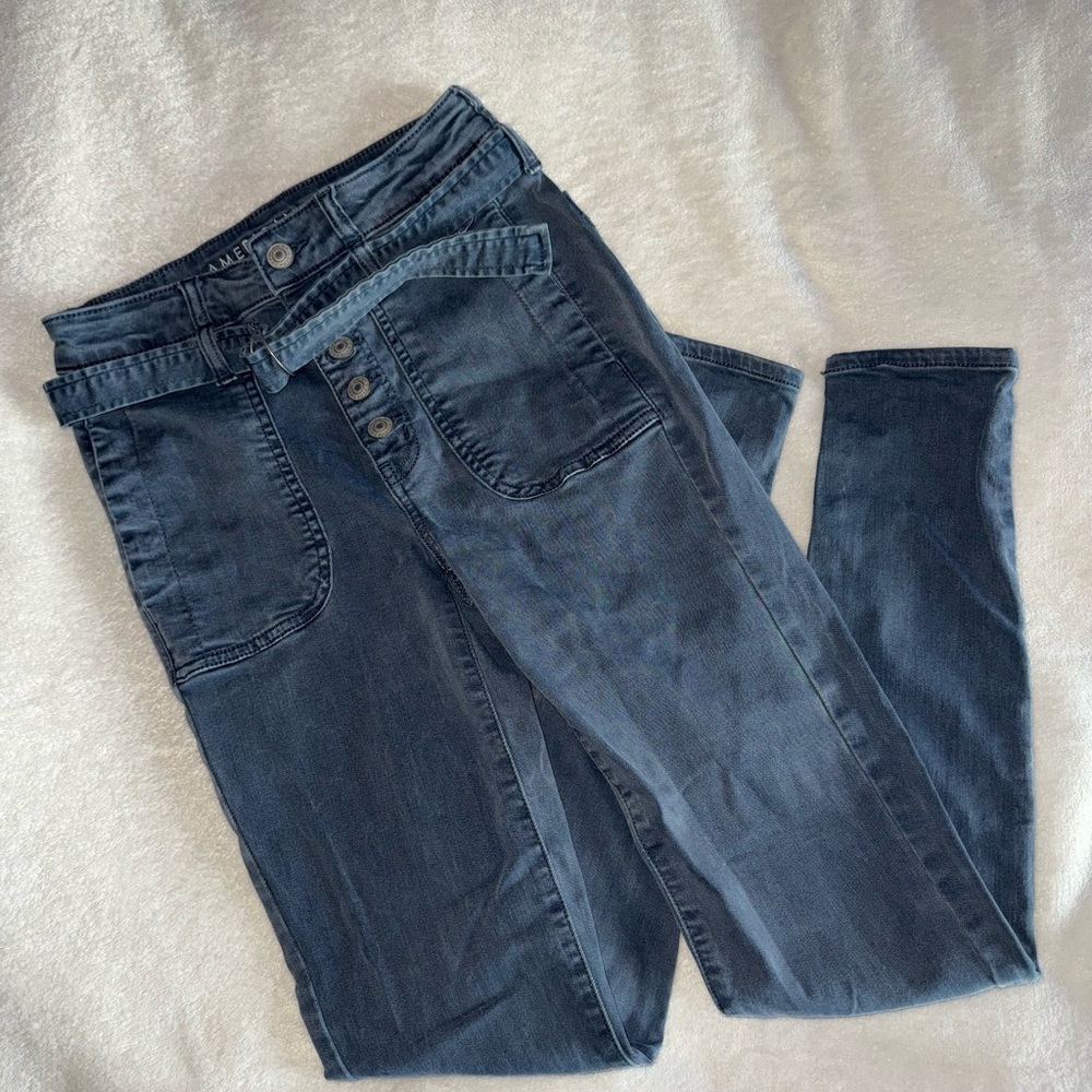 American Eagle Outfitters High Rise Jeans - Charcoal Blue